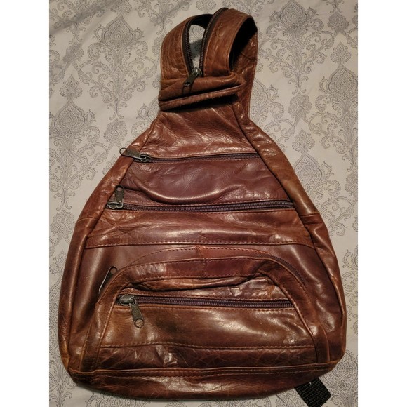 Genuine leather sling bag main image 4